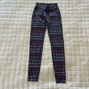 AERIE Womens Leggings Small Blue Chill Play Move Ski Winter Graphic Holiday